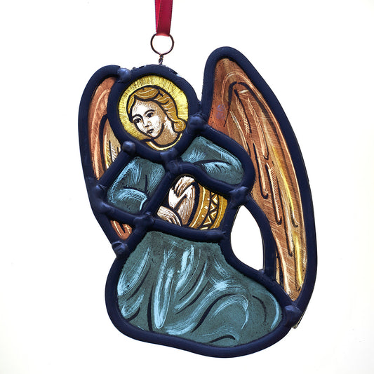 Stained Glass Angel with Drum