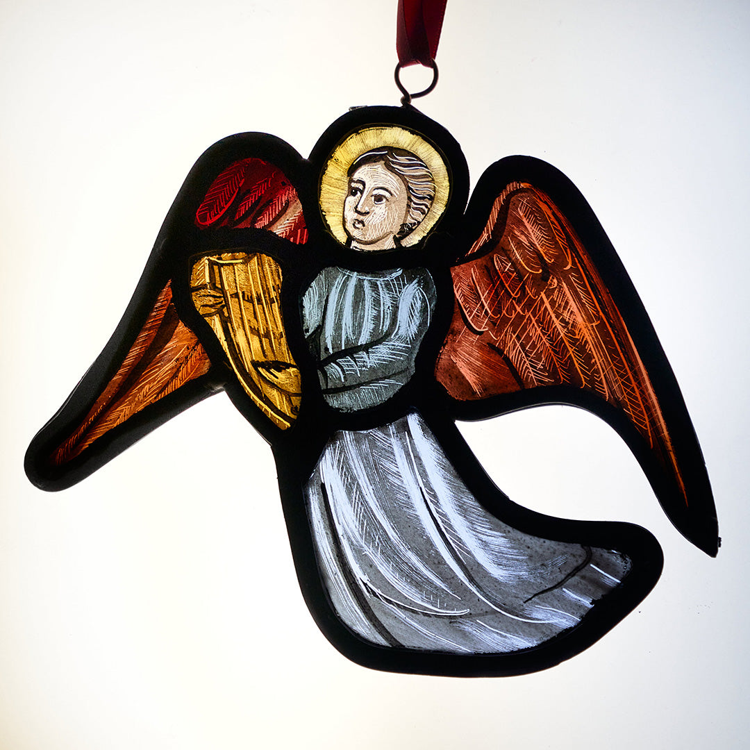 Stained Glass Angel with Harp