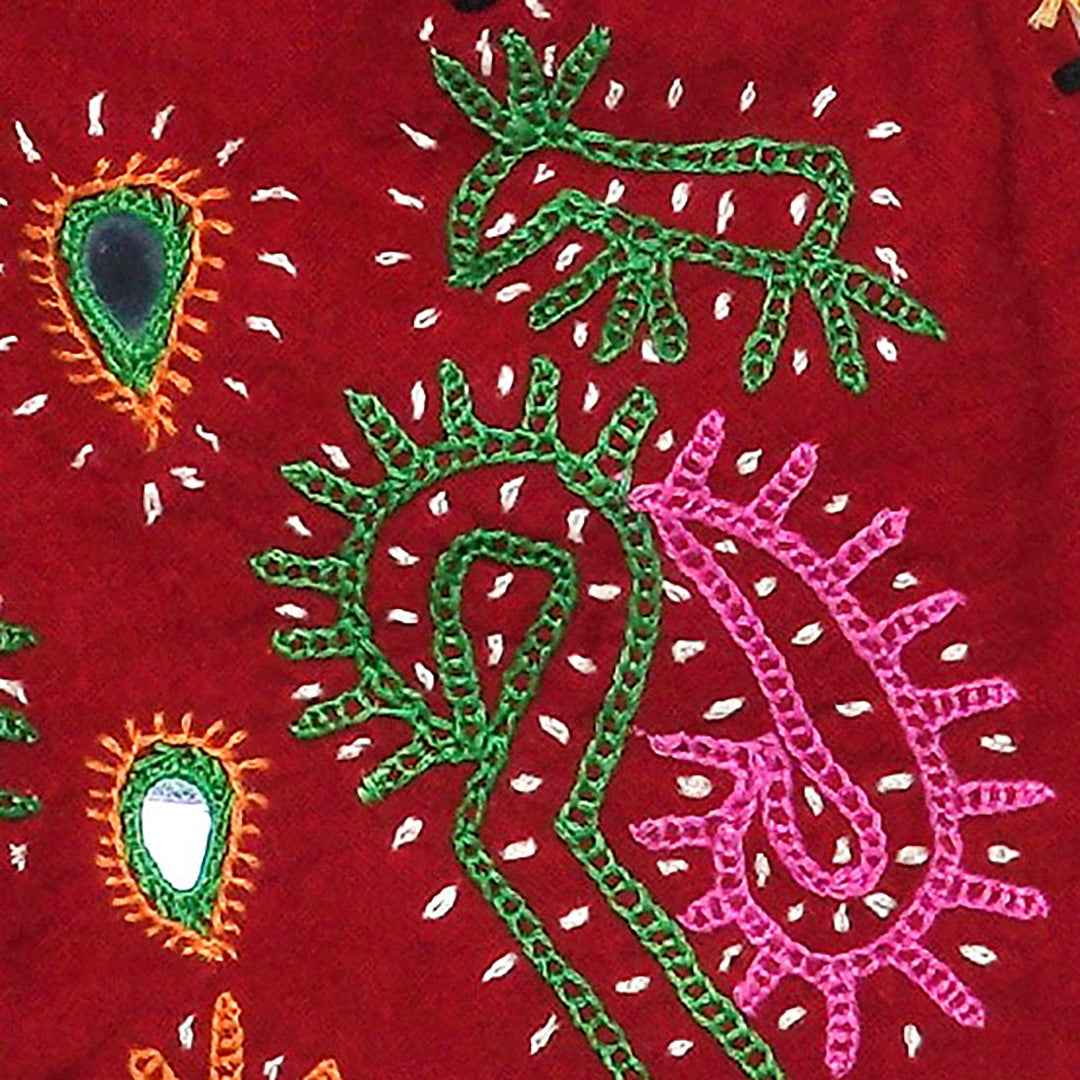 Hand Embroidered Bag with Mirrors and Tassels