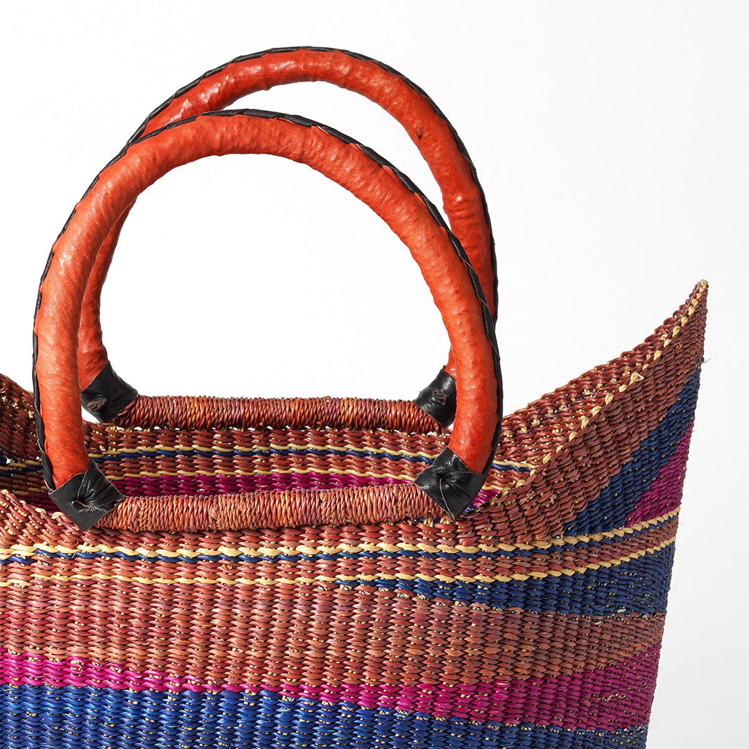 Shopping Basket with handles, Royal Blue, Pink and Cinnamon