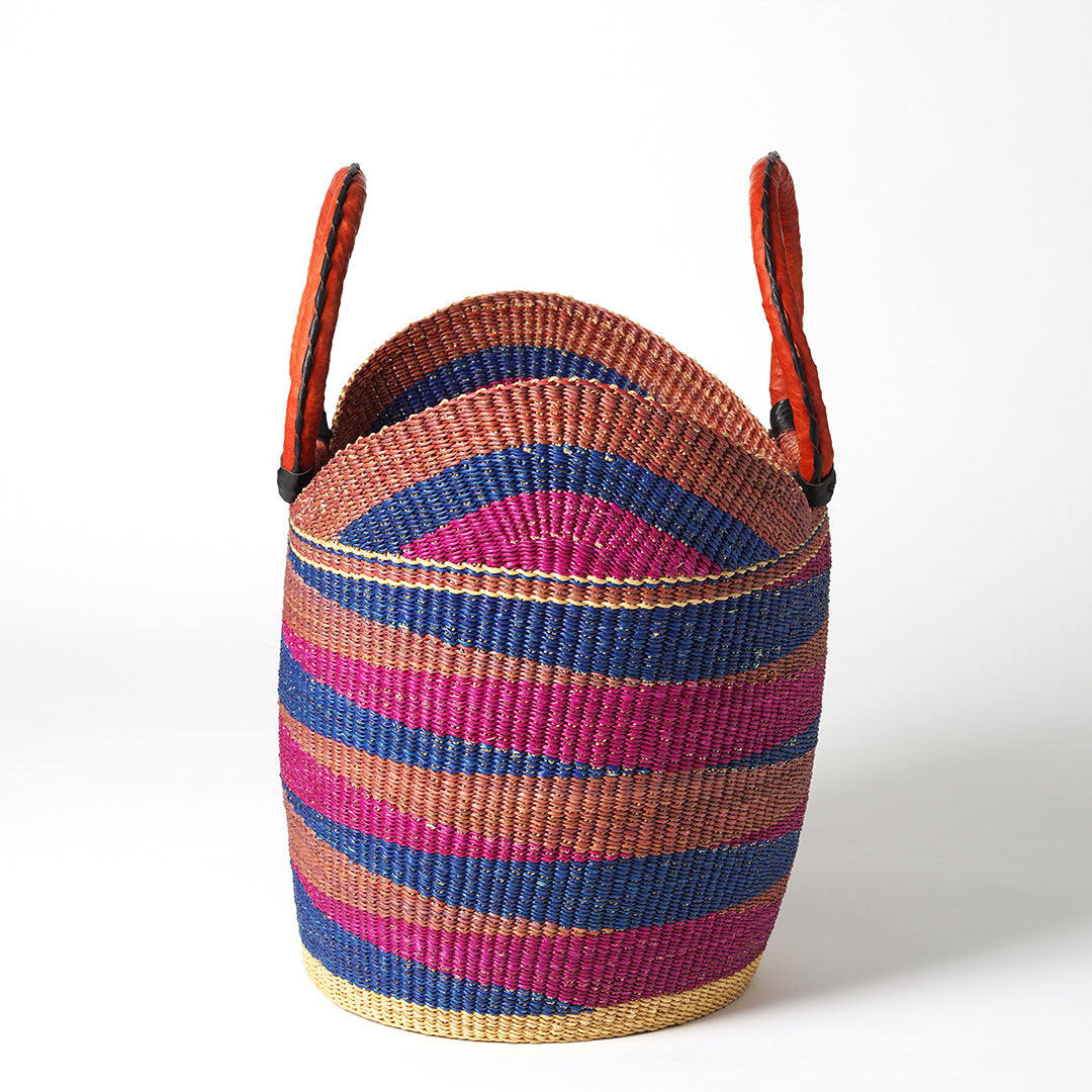 Shopping Basket with handles, Royal Blue, Pink and Cinnamon