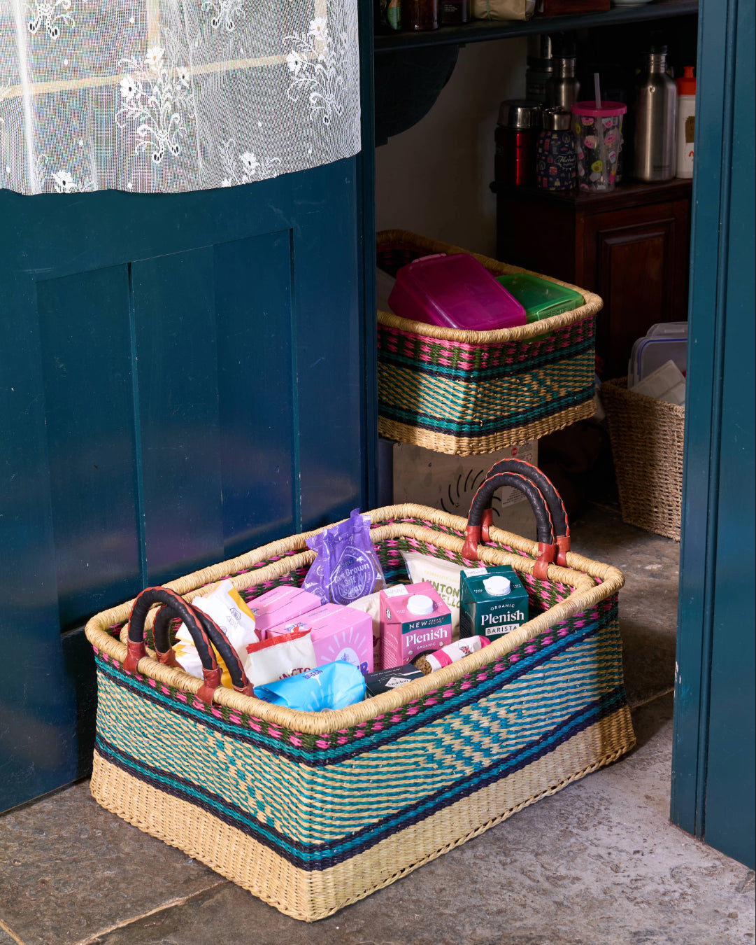 Small Rectangular Storage Basket with inset Handles