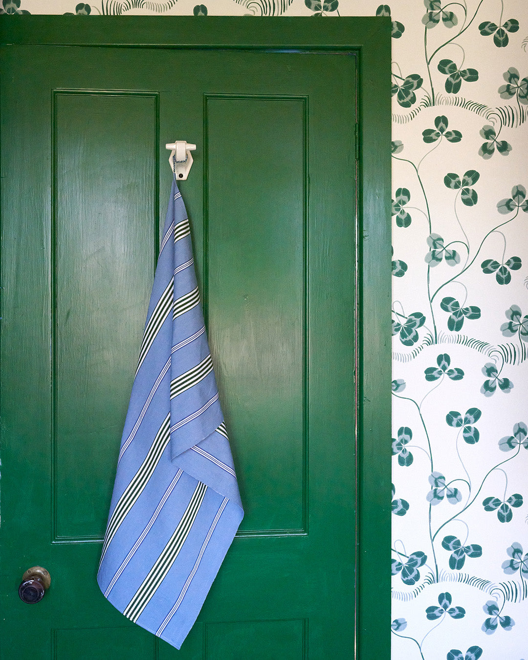 Powder Blue Stripes Hand Towel - Blue, Green & White