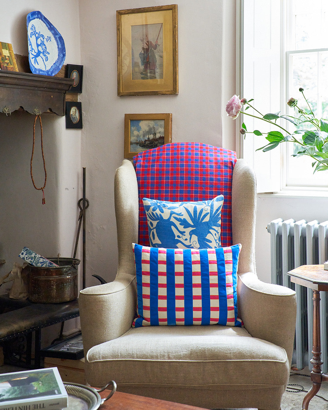 The Velvet Collection, Sunset Stripe Cushion -Cornflower Blue