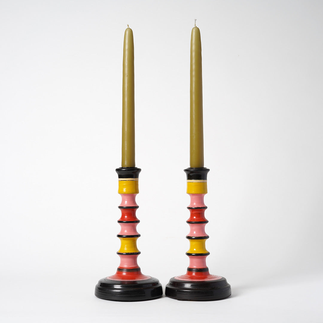 Colour block Candlestick - Yellow, Pinks & Black