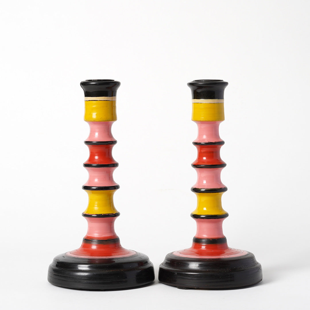 Colour block Candlestick - Yellow, Pinks & Black