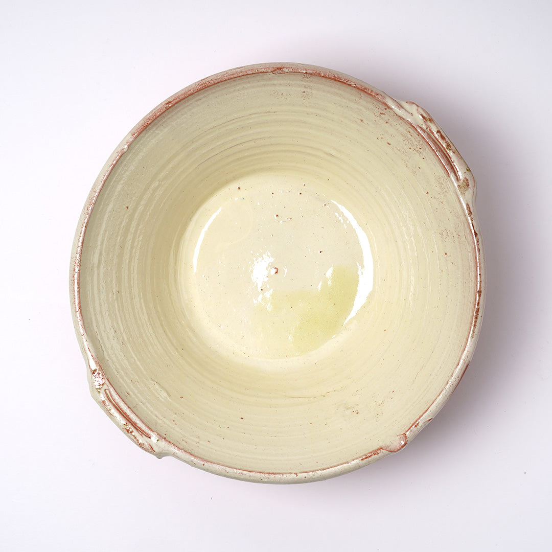 Rustic French Pottery Bowl with handles- Large - 3 Colours