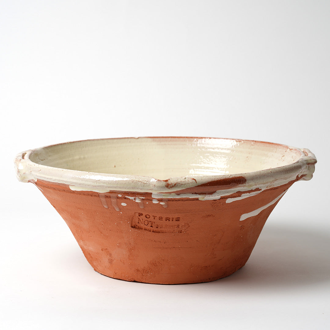 Rustic French Pottery Bowl with handles- Large - 3 Colours