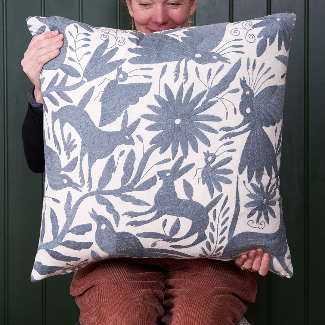 SECONDS Slate Grey Otomi Cushion - 60cmx60cm