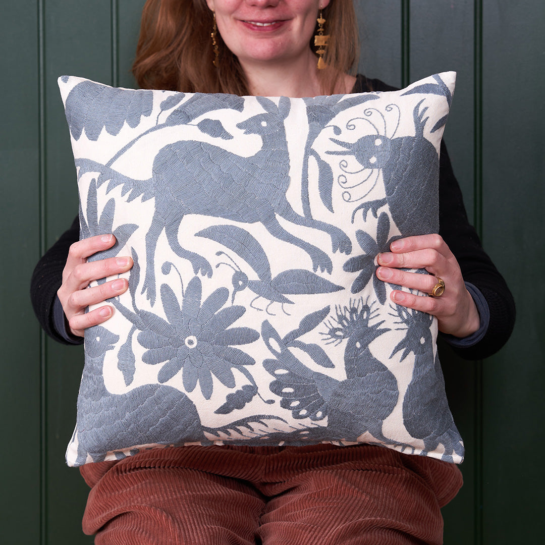 SECONDS Slate Grey Otomi Cushion - 45cmx45cm