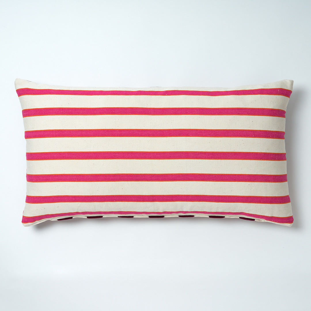 The Velvet Collection, Sunset Stripe Cushion - Deep Burgundy