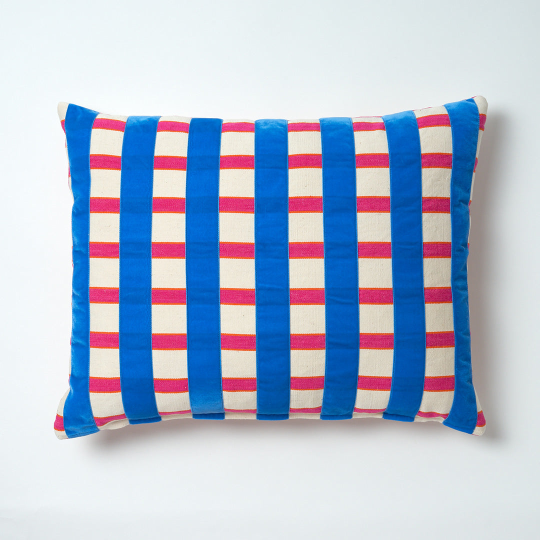 The Velvet Collection, Sunset Stripe Cushion -Cornflower Blue