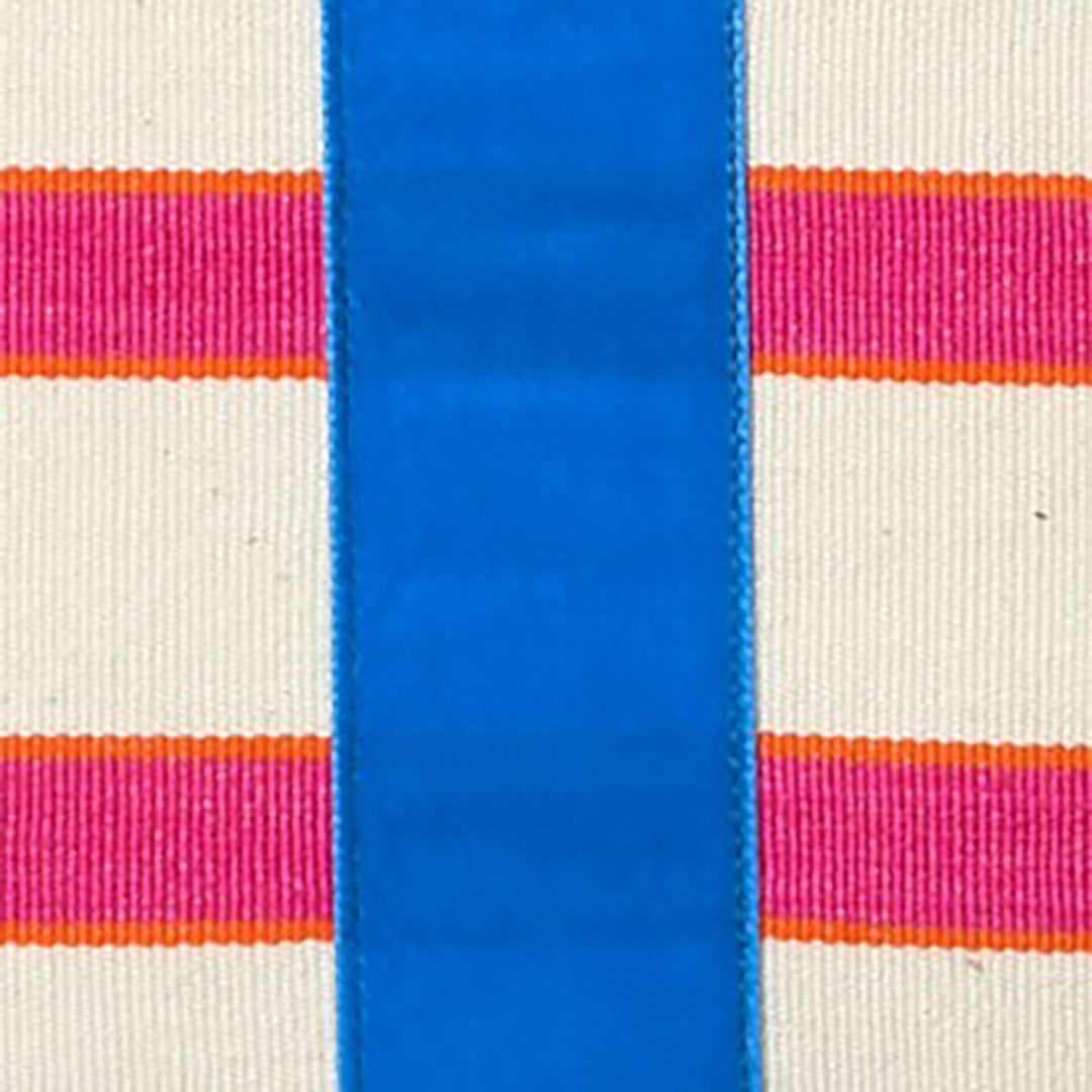 The Velvet Collection, Sunset Stripe Cushion -Cornflower Blue