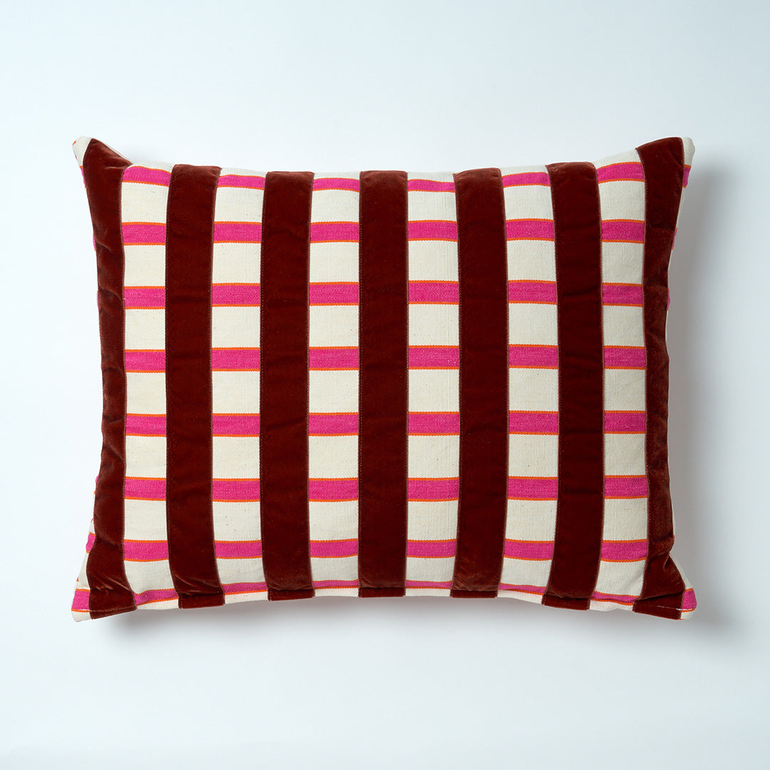 The Velvet Collection, Sunset Stripe Cushion - Vintage Brown