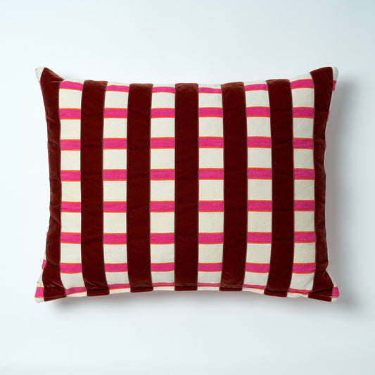 The Velvet Collection, Sunset Stripe Cushion - Vintage Brown