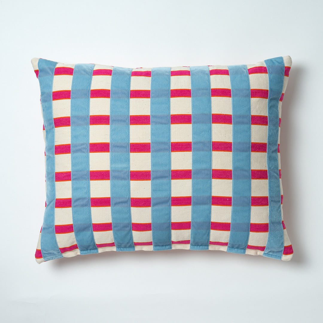 The Velvet Collection, Sunset Stripe Cushion - Cloud Blue