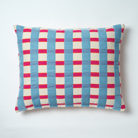 The Velvet Collection, Sunset Stripe Cushion - Cloud Blue