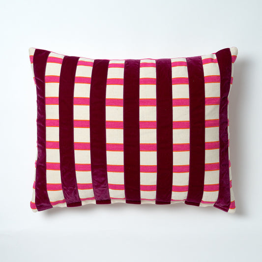 The Velvet Collection, Sunset Stripe Cushion - Burgundy