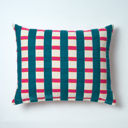 The Velvet Collection, Sunset Stripe Cushion - Petrol
