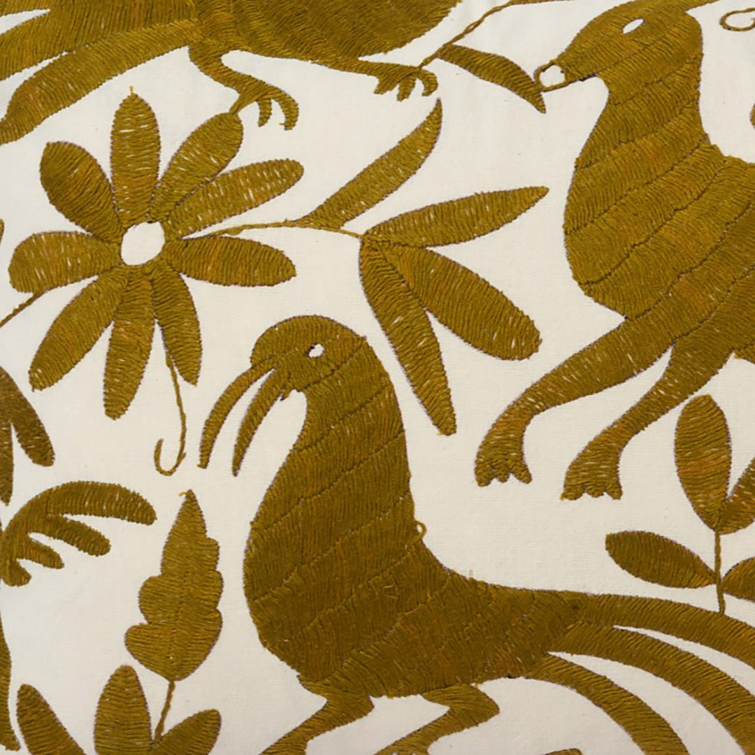 Olive Green Otomi Cushion - 70cmx35cm