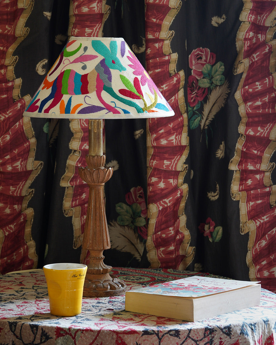 SECONDS - Multicoloured Otomi Coolie Lampshade - 31cm diameter