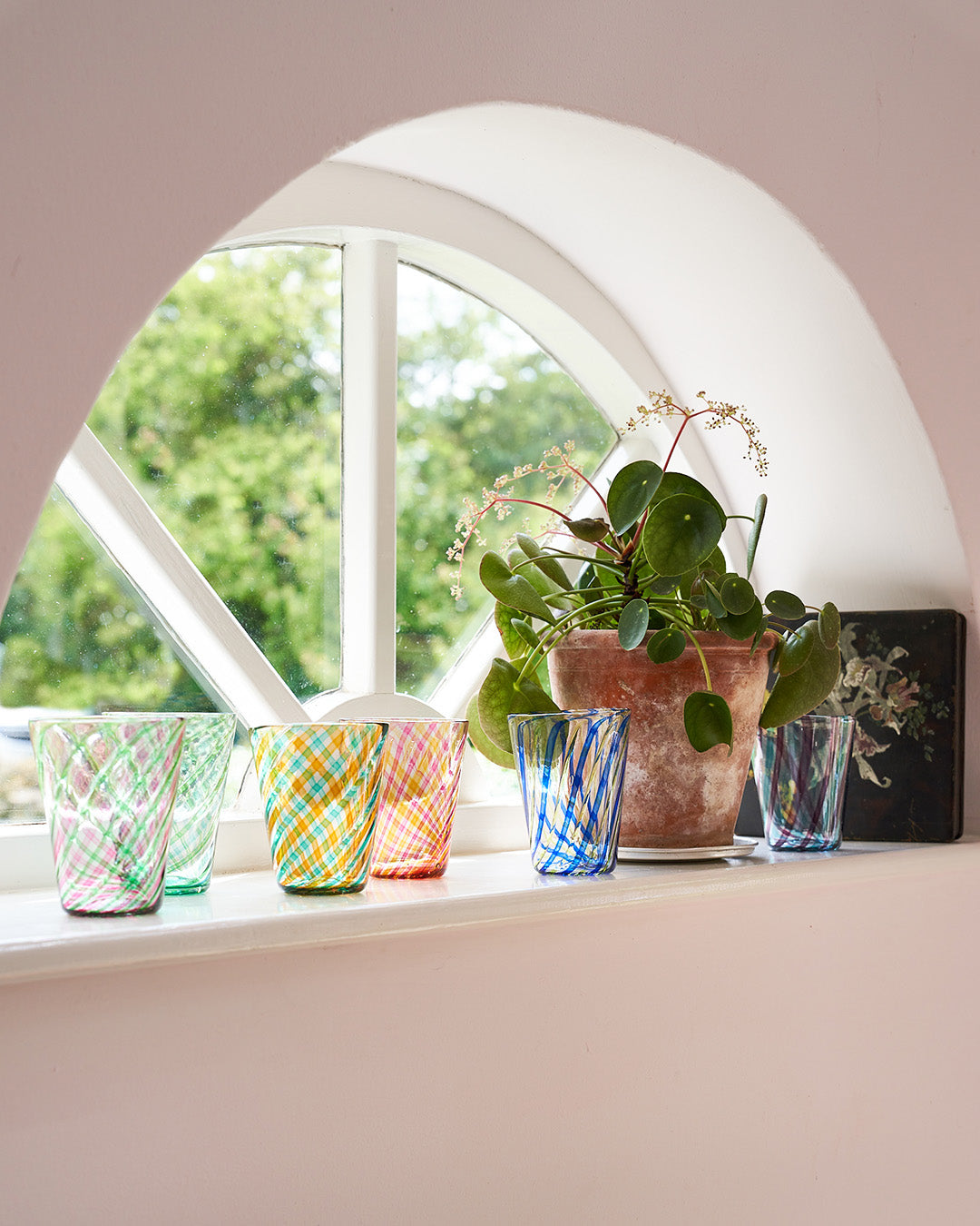 Filigrana Striped Tumbler - Pink and Green