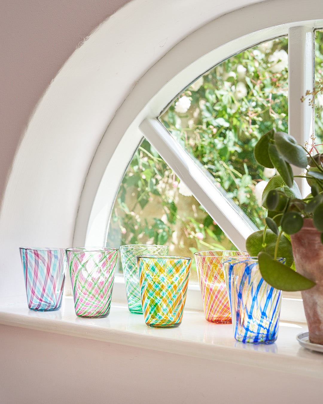 Filigrana Striped Tumbler - Pink and Green