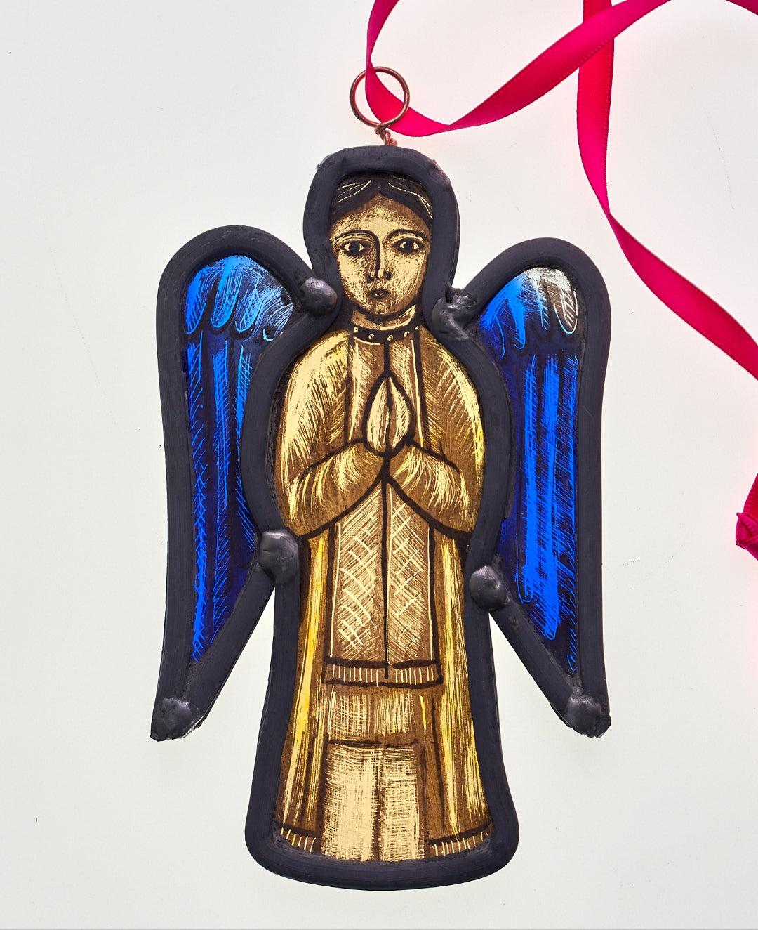 Small Stained Glass Angel with Blue Wings