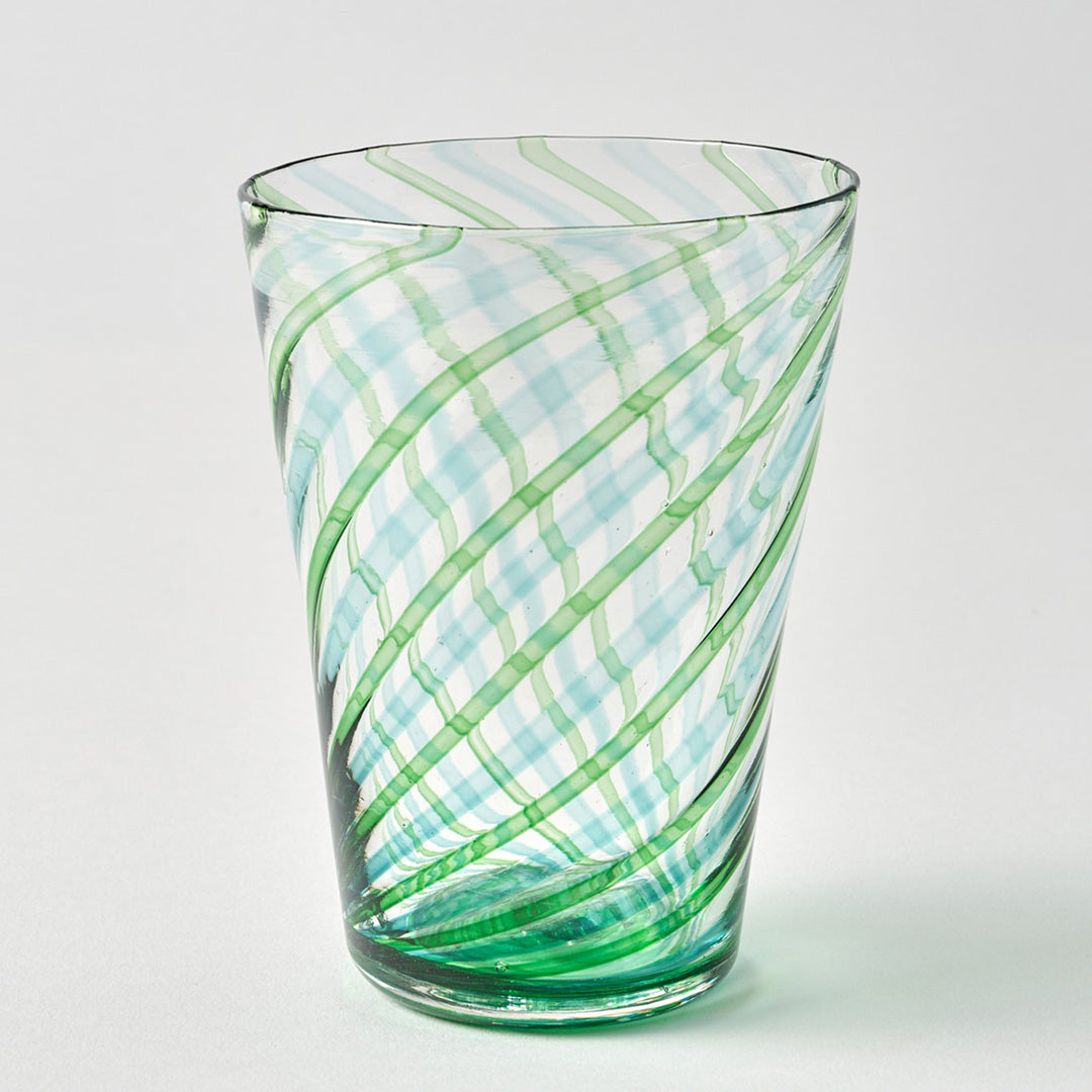 Filigrana Striped Tumbler - Green and pale blue