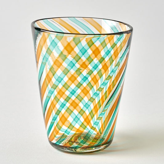Filigrana Striped Tumbler - Yellow and Teal