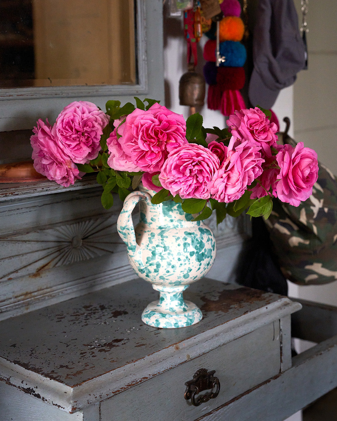 Splatterware Vase with twisted handles, 7 Colourways