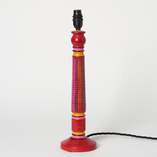 Hand Made Laquerware Lamp - Red
