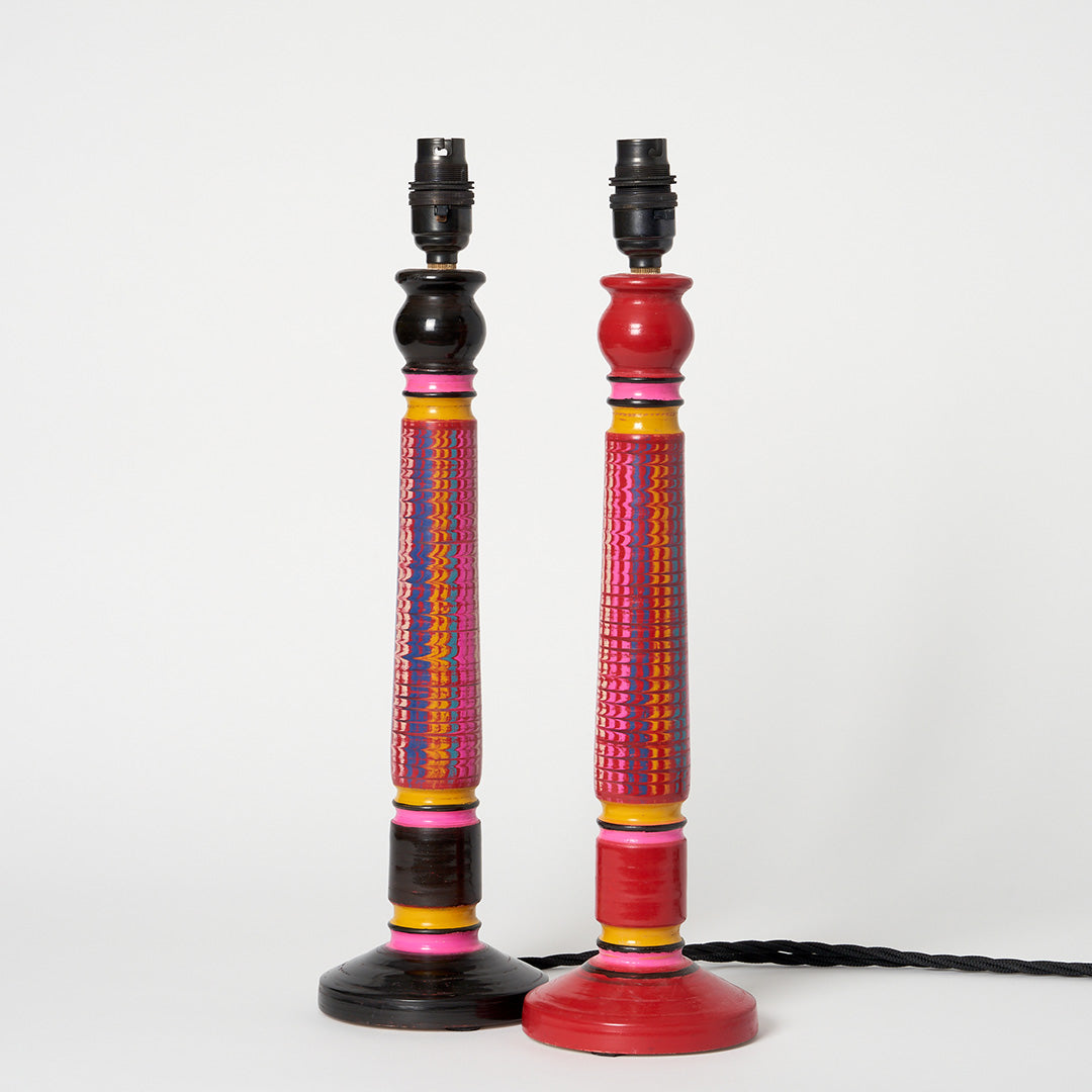 Hand Made Laquerware Lamp - Red