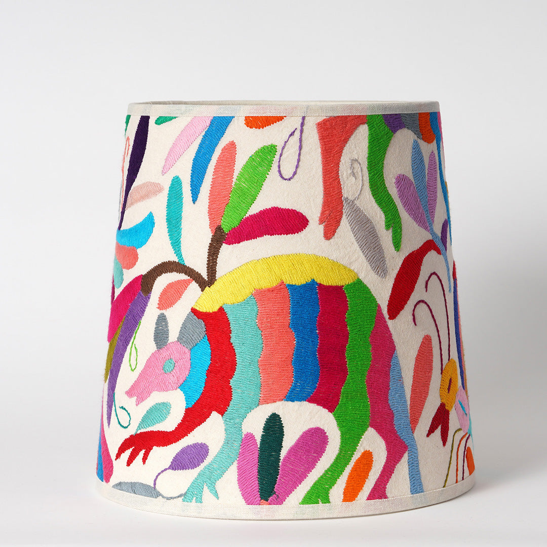 Multicoloured Otomi Pilgrim Lampshade - 25cm diameter