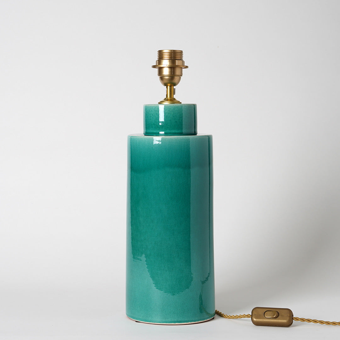 Ceramic Medium Column Lamp- Blue-Green