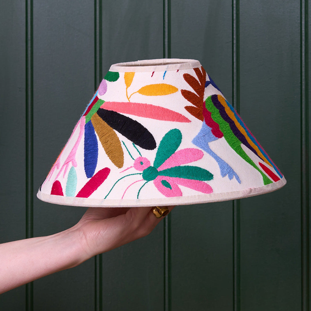 SECONDS - Multicoloured Otomi Coolie Lampshade - 31cm diameter