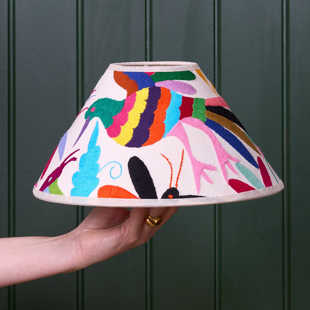 SECONDS - Multicoloured Otomi Coolie Lampshade - 31cm diameter