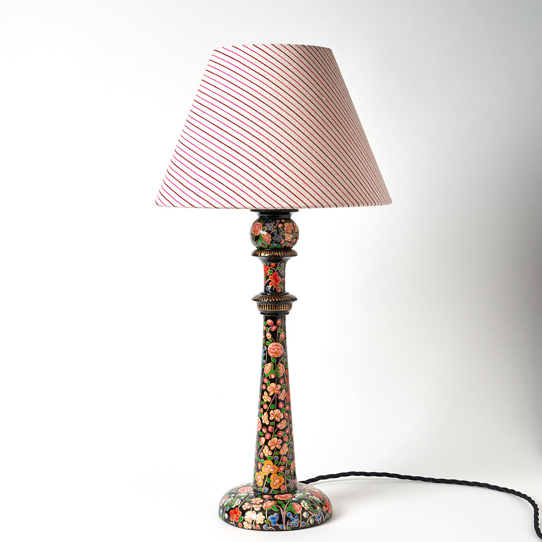 Wooden Hand Painted Kashmiri Lamp - Large