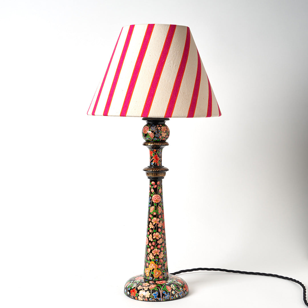 Wooden Hand Painted Kashmiri Lamp - Large