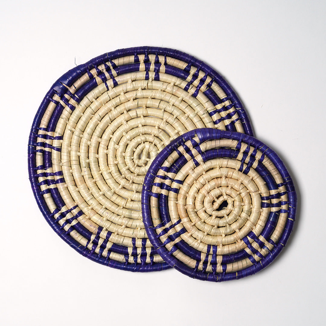 Blue/Natural Small Mexican Grass Mat