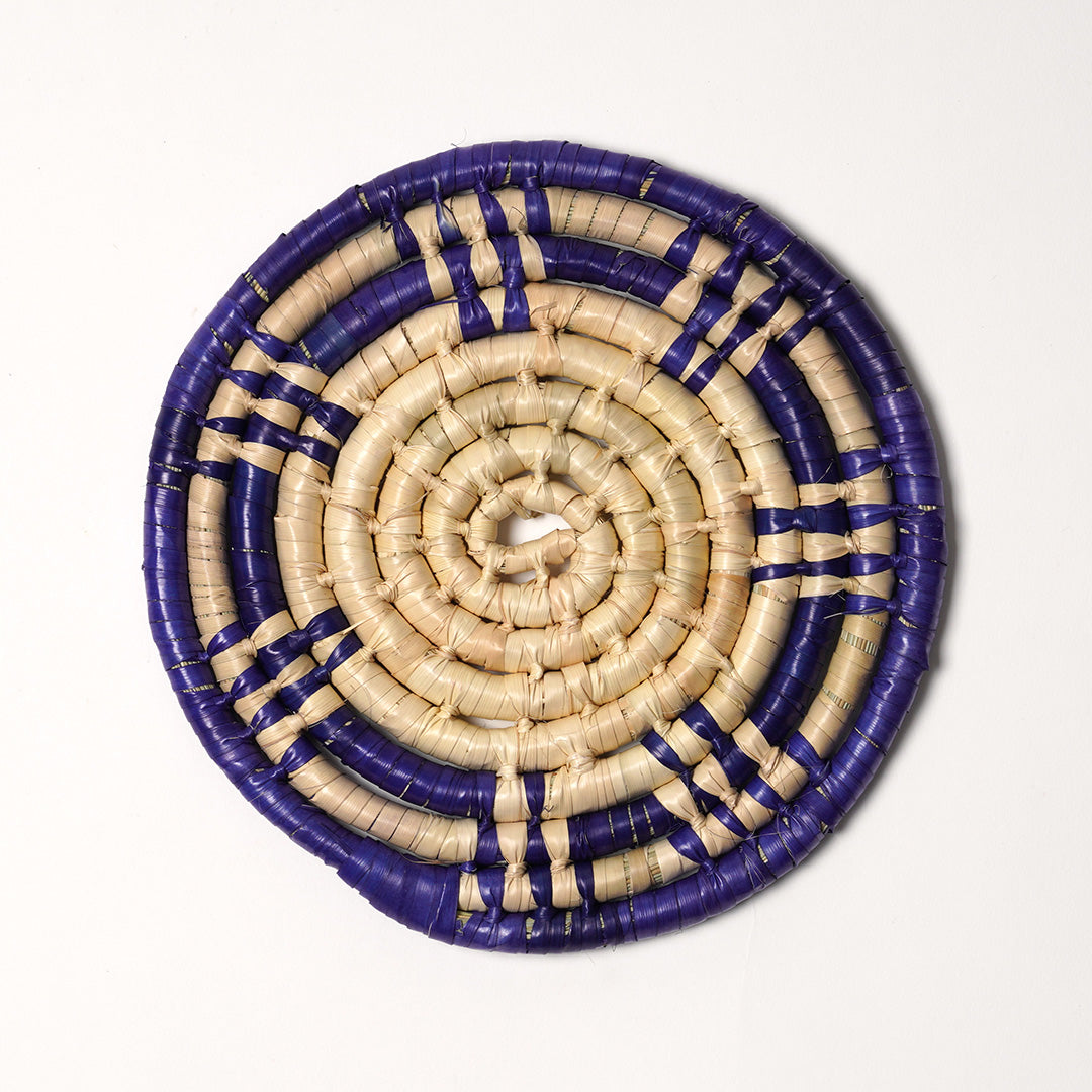 Blue/Natural Small Mexican Grass Mat