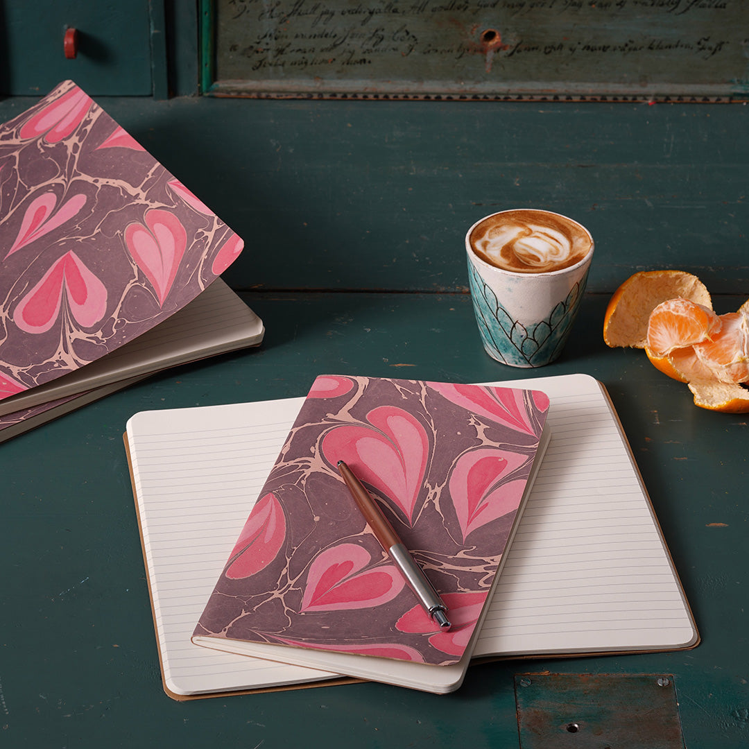 Hand Marbled Notebook - LOVE