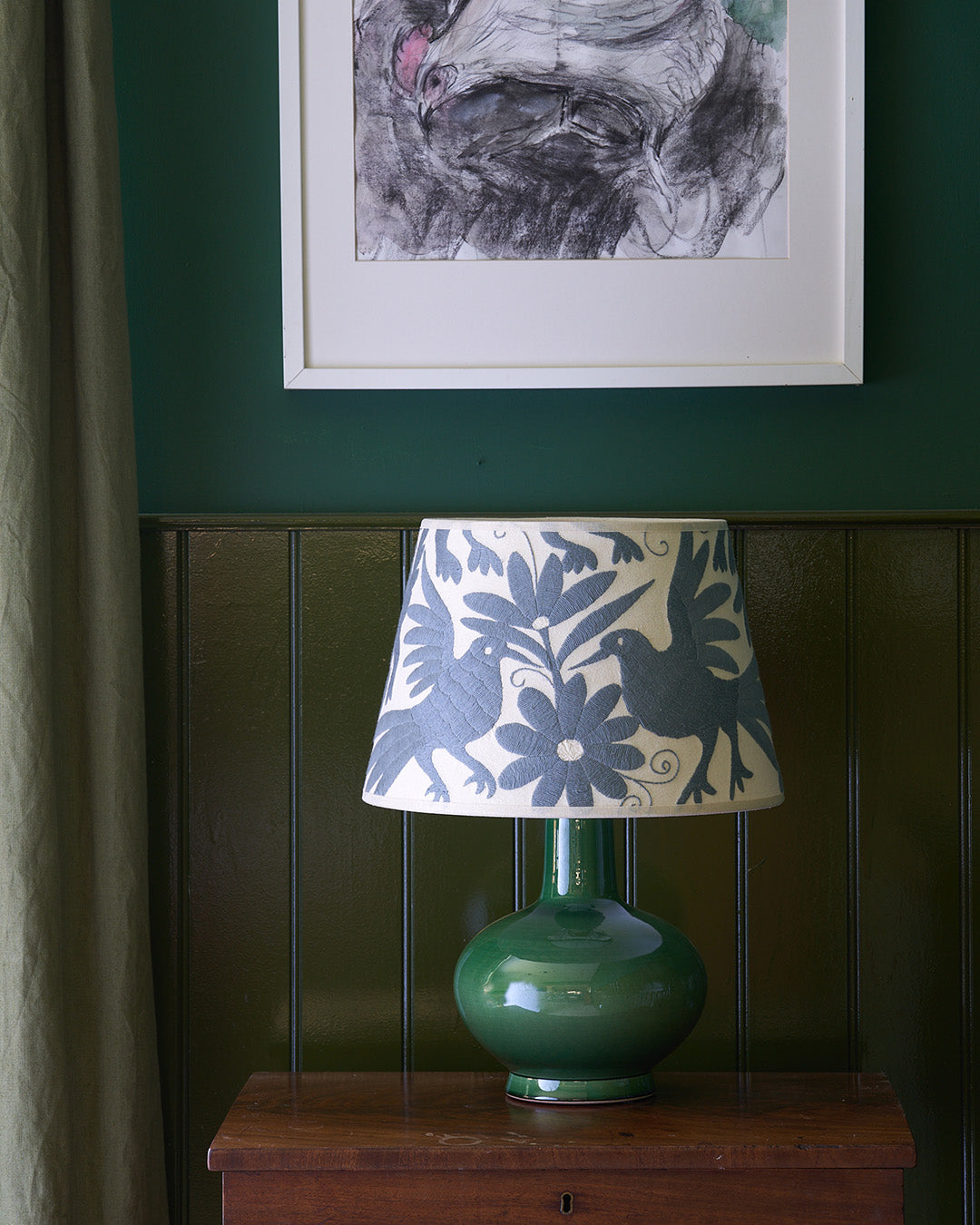 Ceramic Small Table Lamp- Green