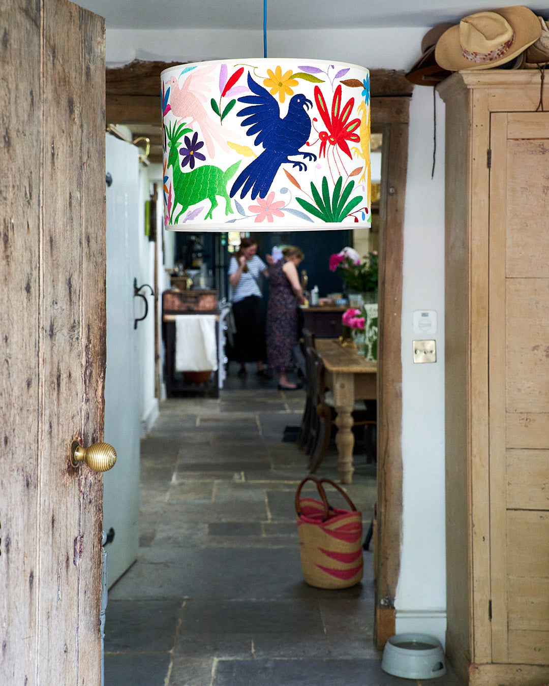 Multicoloured Otomi Table or Ceiling Lampshade - 46cm diameter