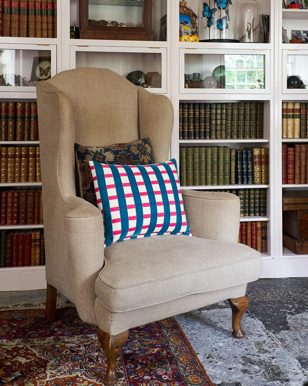 The Velvet Collection, Sunset Stripe Cushion - Petrol