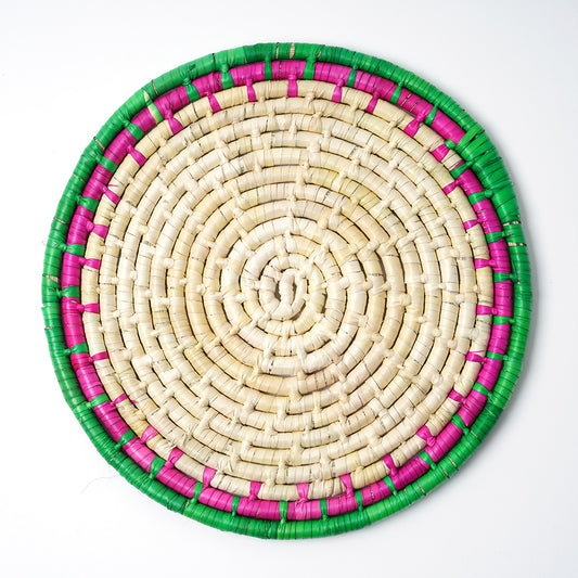 Green/Pink/Natural Large Mexican Grass Mat