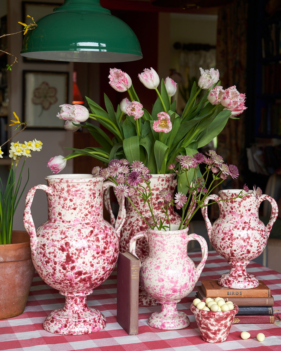 Large Splatterware Vase with twisted handles - 5 Colourways