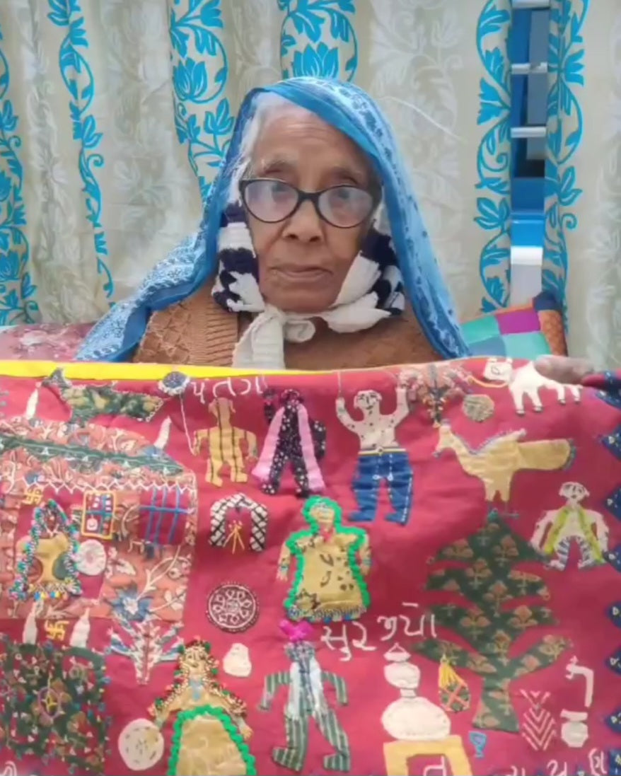 Applique Wall Hanging - Village Life in Terracotta