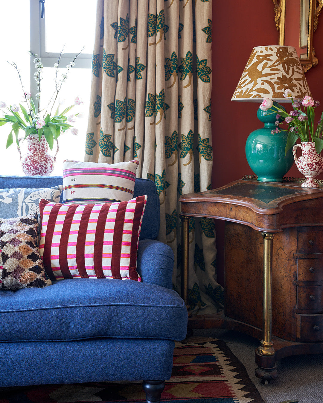 The Velvet Collection, Sunset Stripe Cushion - Vintage Brown