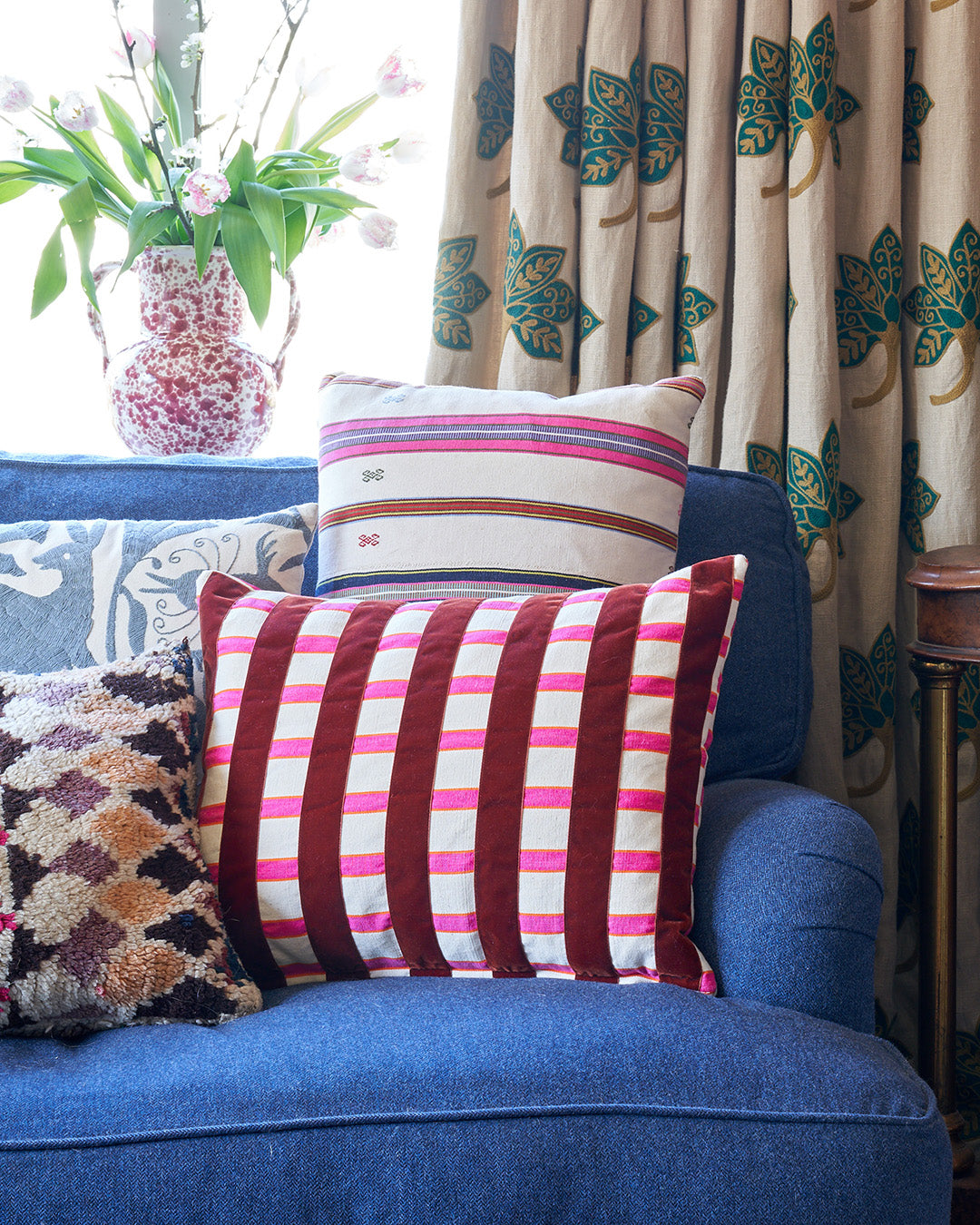 The Velvet Collection, Sunset Stripe Cushion - Vintage Brown